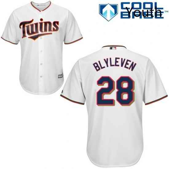 Youth Majestic Minnesota Twins 28 Bert Blyleven Authentic White Home Cool Base MLB Jersey
